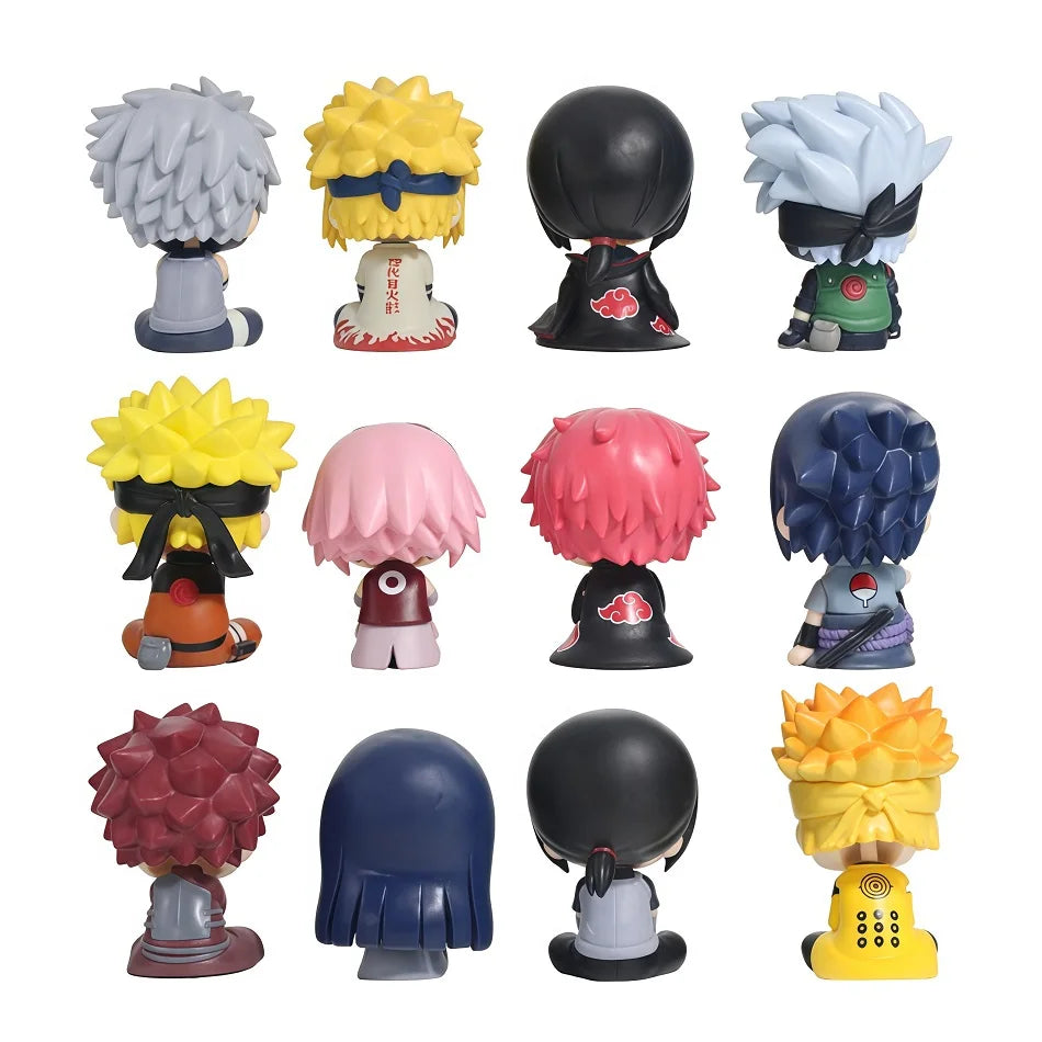 Naruto Chibi Figures Q Version Sitting Anime Figurines Sasuke Itachi Kakashi Gaara Hinata Sakura Collectible Desk Decor Gift