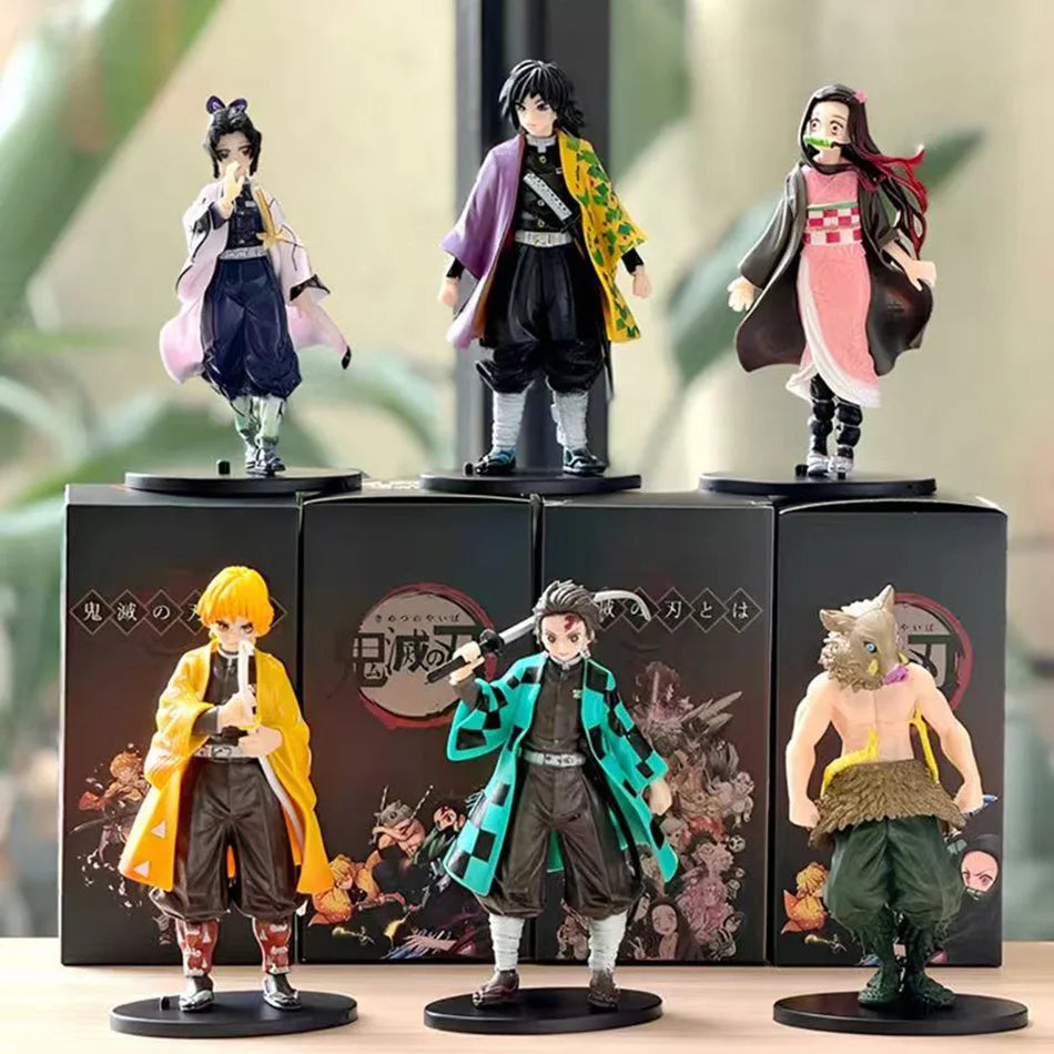 Demon Slayer Kimetsu no Yaiba Figure Kamado Tanjirou Agatsuma Zenitsu Nezuko PVC Model Toys Anime Character Warrior Figure