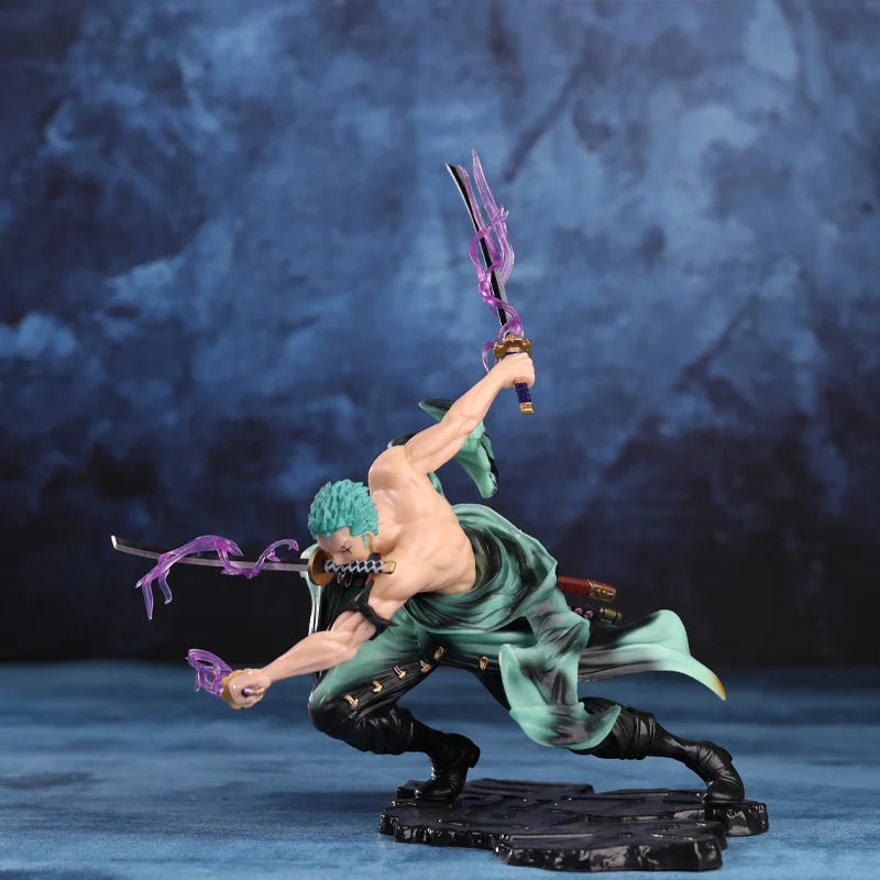 One Piece Roronoa Zoro Three Thousand Worlds Pop Action Figure Double Headed Three Sword Style Pvc Boxed Model Ornament