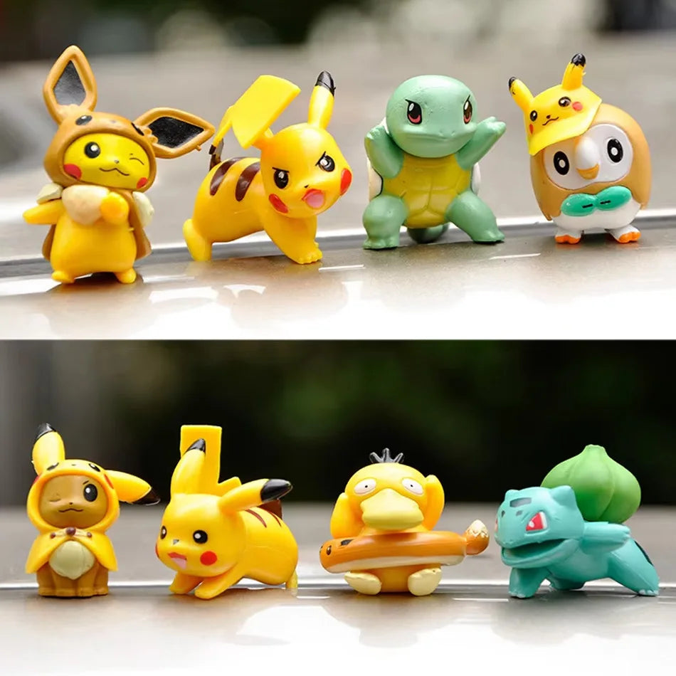 8PCS Mini Figures Toys Psyduck Squirtle Bulbasaur Miniature Cake Succulents Ornaments Figure Props