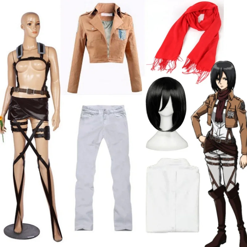 Anime Attack on Titan Levi Ackerman Mikasa Eren Jaeger Soldier Commander Cosplay Suit  Belt Investigation Corps Freedom Wings