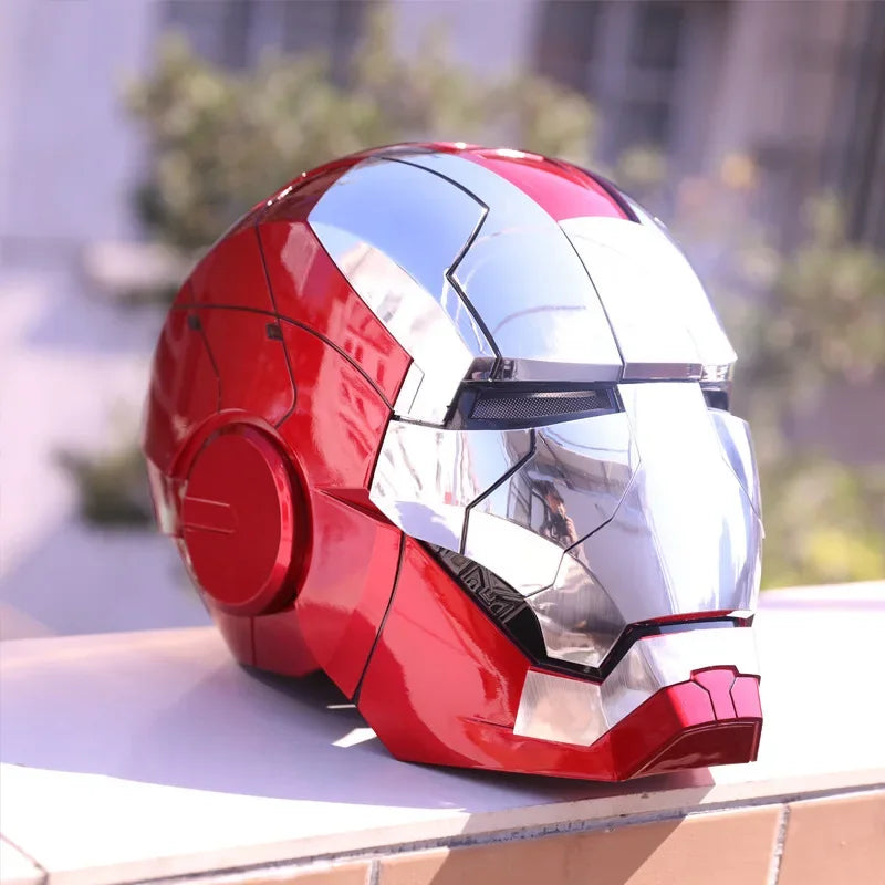 Marvel 1:1 Iron Man Mk5 Jarvis Helmet Remote Voice Control Auto Helmet Mask With Led Light Figure Boy Christmas Birthday Gift