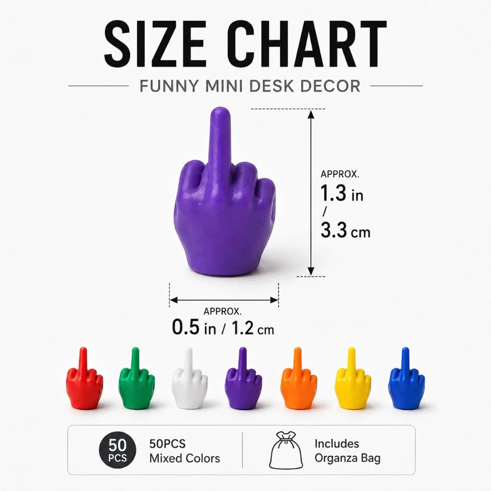 Colorful Spoof Hand Gesture Middle Finger Figurine 25/50/100Pcs Halloween Novelty Party Ornament Mini Desktop Display Accessory