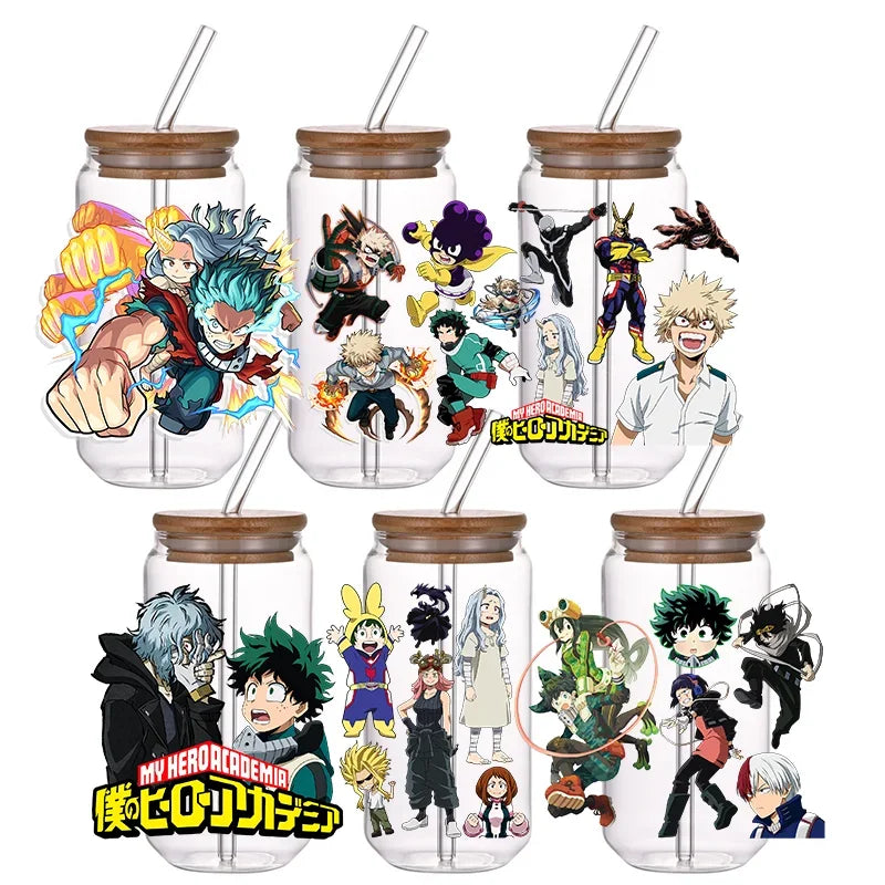 UV DTF Anime HD Sticker Waterdichte DIY My Hero Academia Transfer Sticker Permanent Sticker Water Cup Midoriya Izuku Decorate