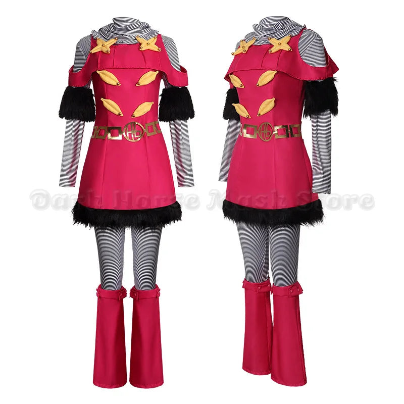 Hot Pants Cosplay Costumes Uniform Ainme JOJO Rose Red Dress Role Play Halloween Carnival Party Dressing For Women Clothing
