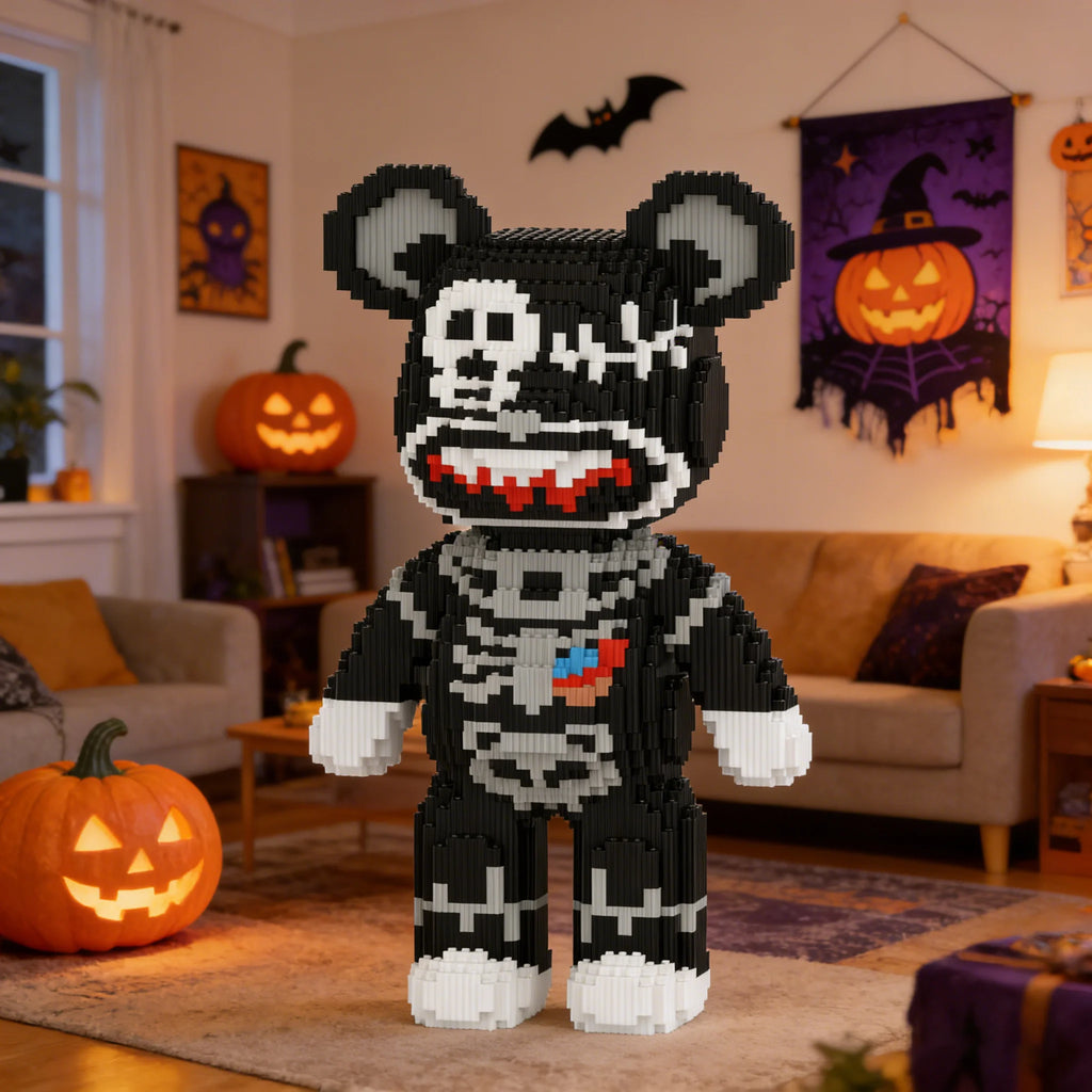Super Large Halloween Series Skull Bear Violent Bear Building Blocks Toys Art Ornament Puzzle Assembly Toy Halloween Gift Blocks