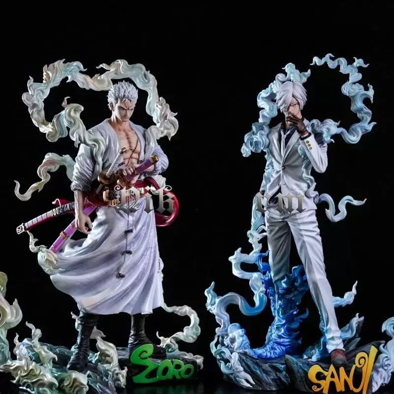 One Piece Nika Sanji Nika Zoro 28cm Anime Figure Two Headed Statue With Base PVC Collectible Model Toy Desktop Ornament Boy Gift