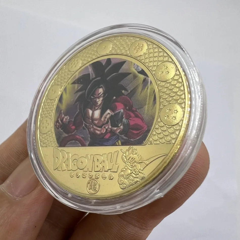 10CPS2026 New Dragon Ball Z 10th Anniversary Coin Keychain Metal Crafts Die-casting Sticker Badge Bag Pendant Accessories