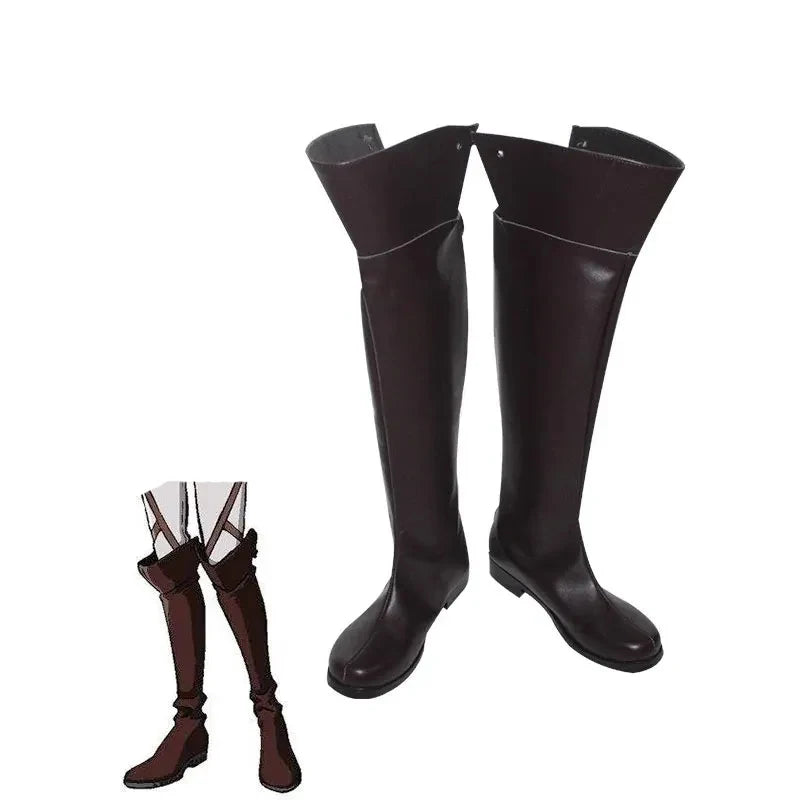 Attack Eren Jaeger Shoes Anime Titan Cosplay Mikasa Ackerman  Brown Boots Original Design For Men Women