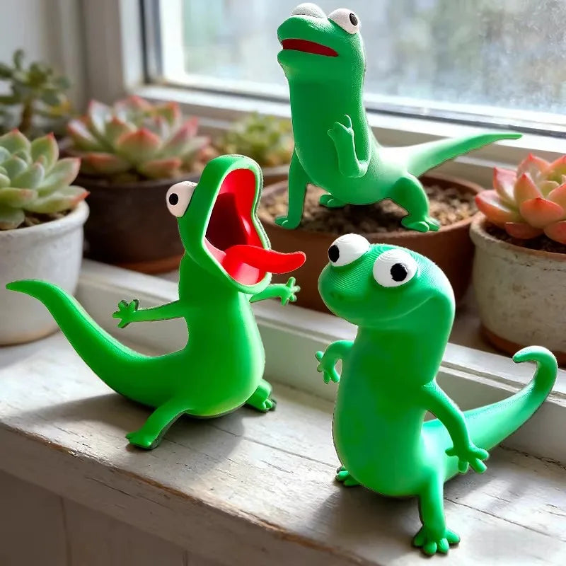 Novelty Green Lizard 3D Print Ornament Cartoon Tom Lizard Figurine Statue Desktop Decoration Ornament Collectible Model Gift
