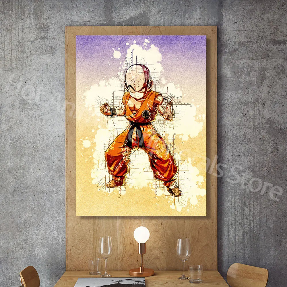 Dragon Ball Posters Anime Peripherals Figures Goku Vegeta Canvas Painting Art Watercolour Picture Modern Home Wall Decoration