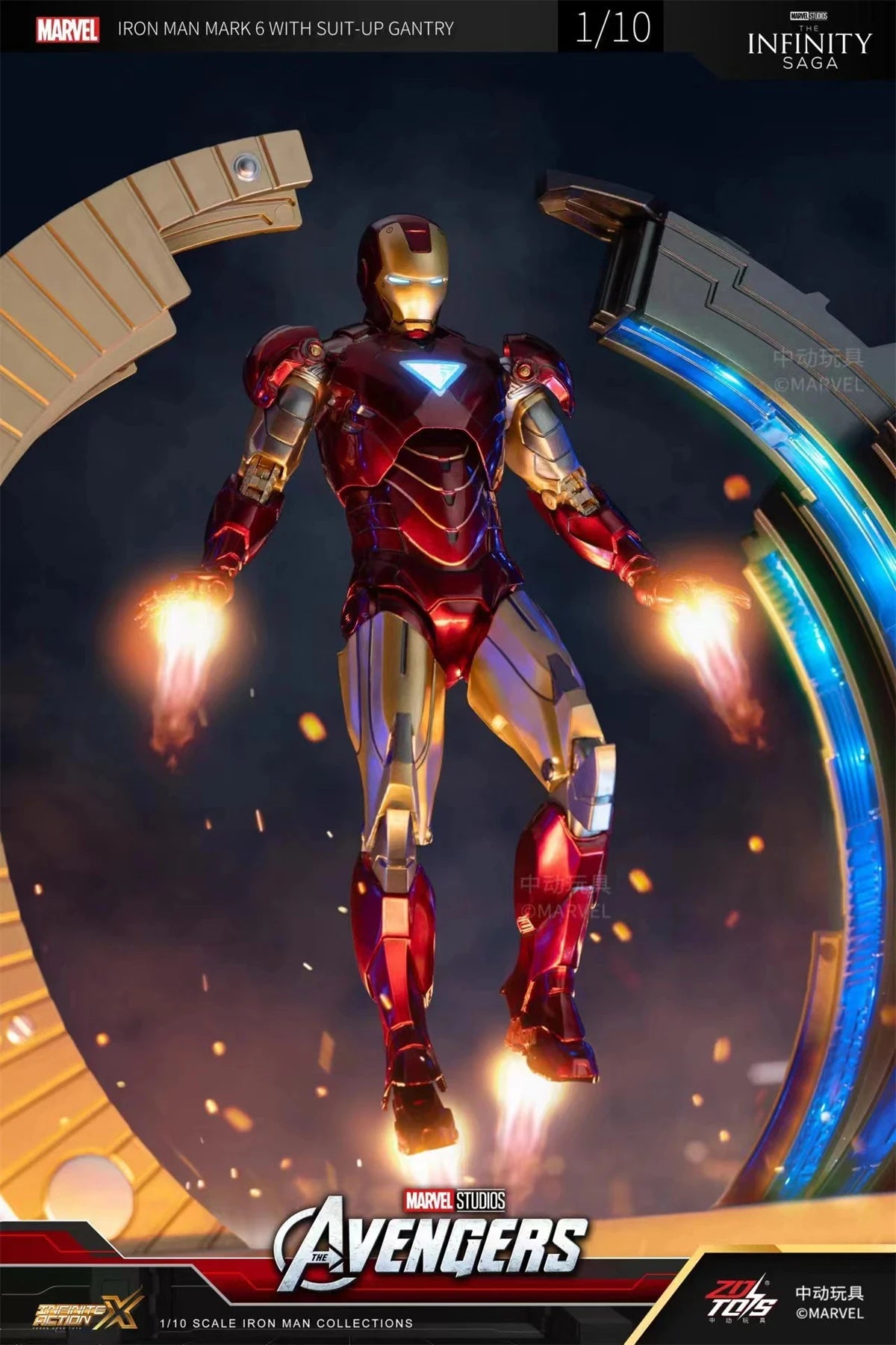 ZD Toys Iron Man MK6 With Suit-up Gantry MK4 With Suit-up Gantry Action Figure Iron Patriot Adult Collection Figure Gift