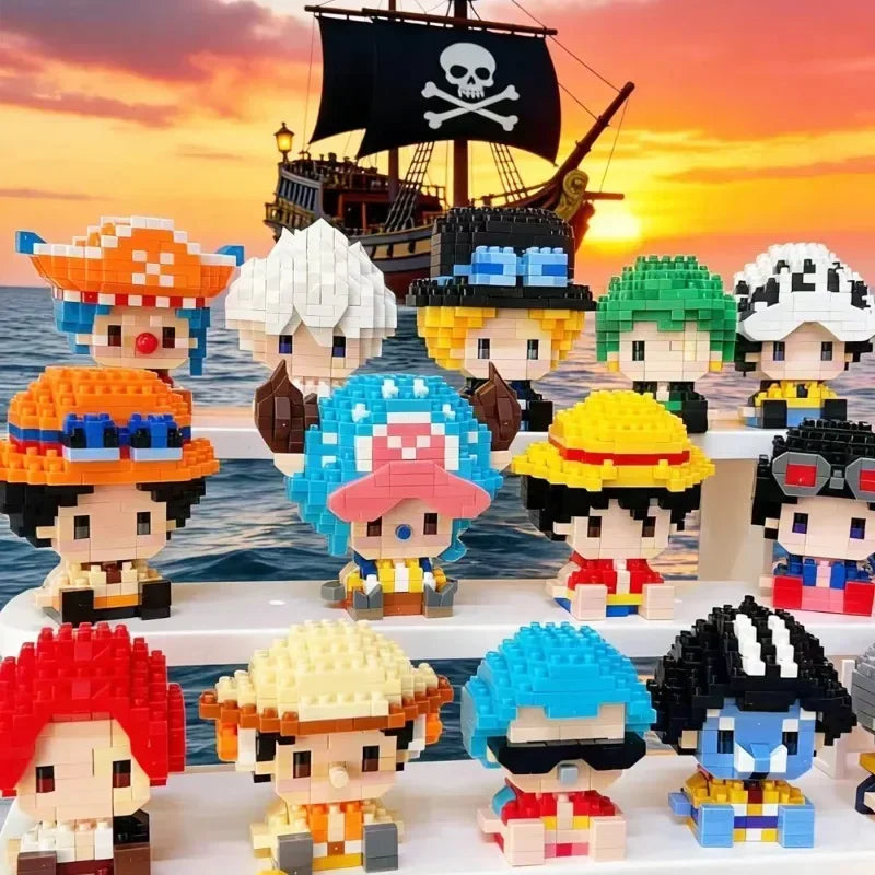 ONE PIECE Sun God Nika Luffy Micro Building Block Chopper Ace Buggy -3D Anime Model Assembly Mini Bricks Figure Toys For Gift