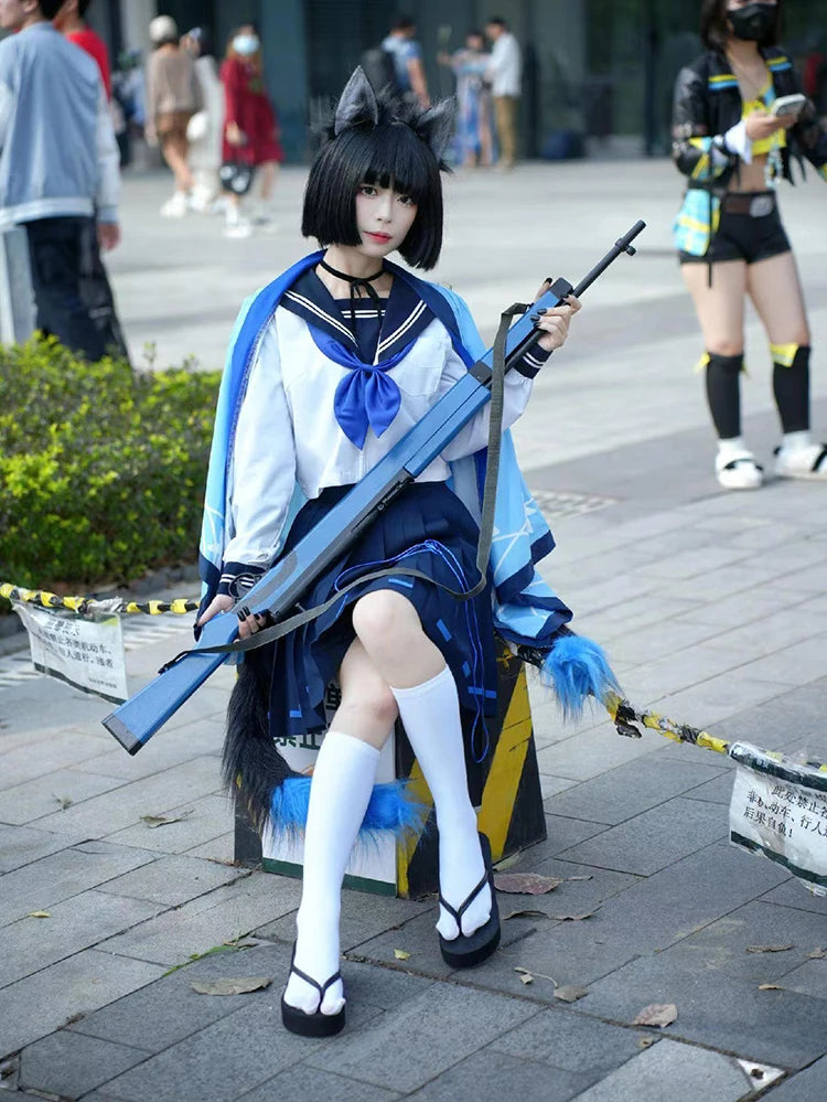 Game Blue Archive Cosplay Tongsheng Kikyou Costume Sailor Cape Cartoon Anime Dress Ear Headwear Wig JK Uniform Top Skirts Kimono