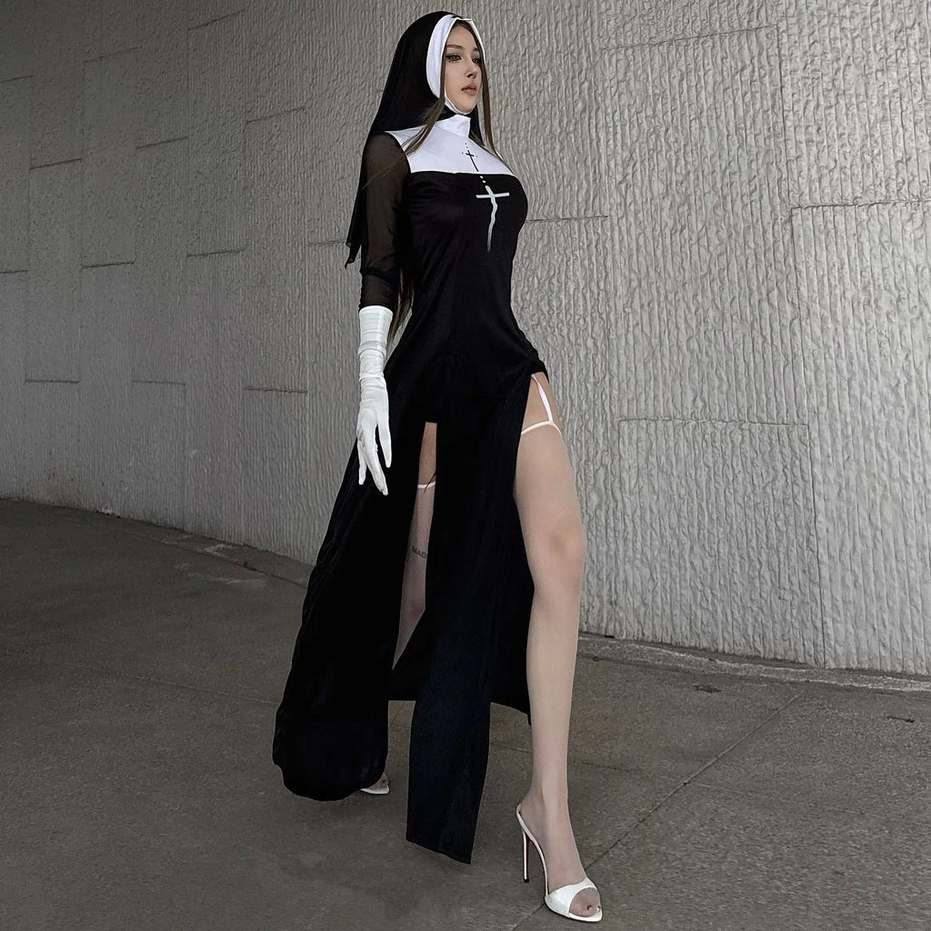 New Halloween Cute Female Anime Nun Costume Role Play Performance Clothes Sexy Ladies Performance Fancy Dress Sister Costume