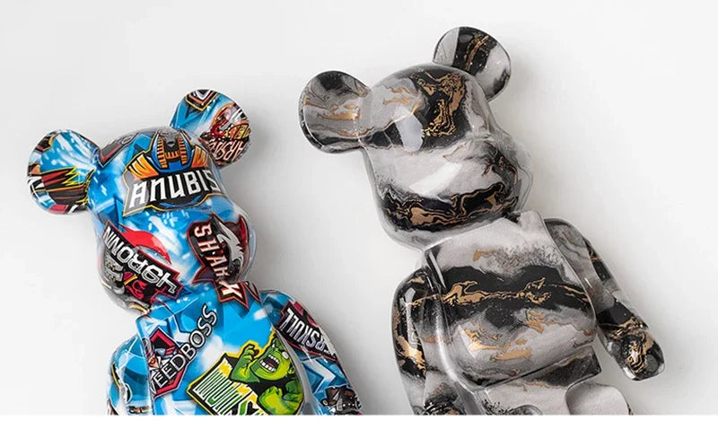 27cm/10Inches Graffiti Bear Figurine Home Decor Animal Abstract Ornament Storage Money Jar Modern Room Sculpture Table Decor