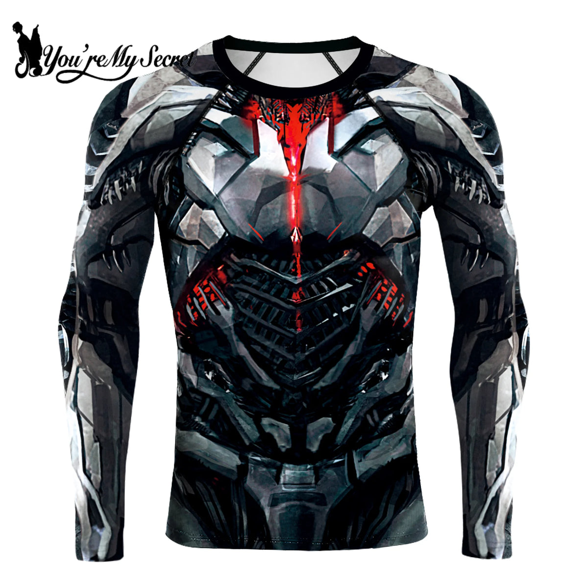 [You're My Secret] Superhero Long Sleeve Workout 3D Compression Shirt Comics Cosplay Costume Men's Quick Dry Rash Guard Gym Tops