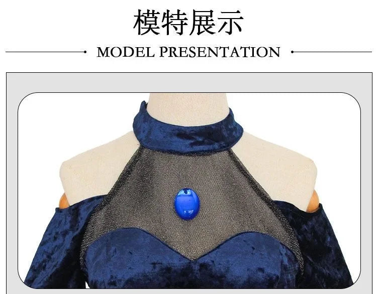 Mizi Cosplay Costume Anime Alien Stage Cosplay Costume Pink Gradient Blue Purple long hair Stage costume Velvet Dress