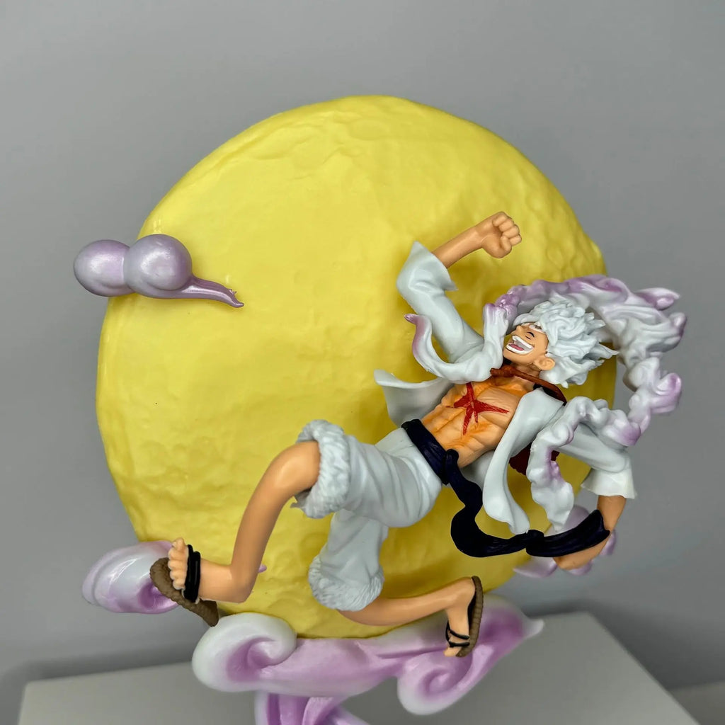 New 26cm One Piece Anime Periphery Figure Moon Nika Luffy Gear 5 With Moon Light Action Figure Gk Statue Model Home Decorations