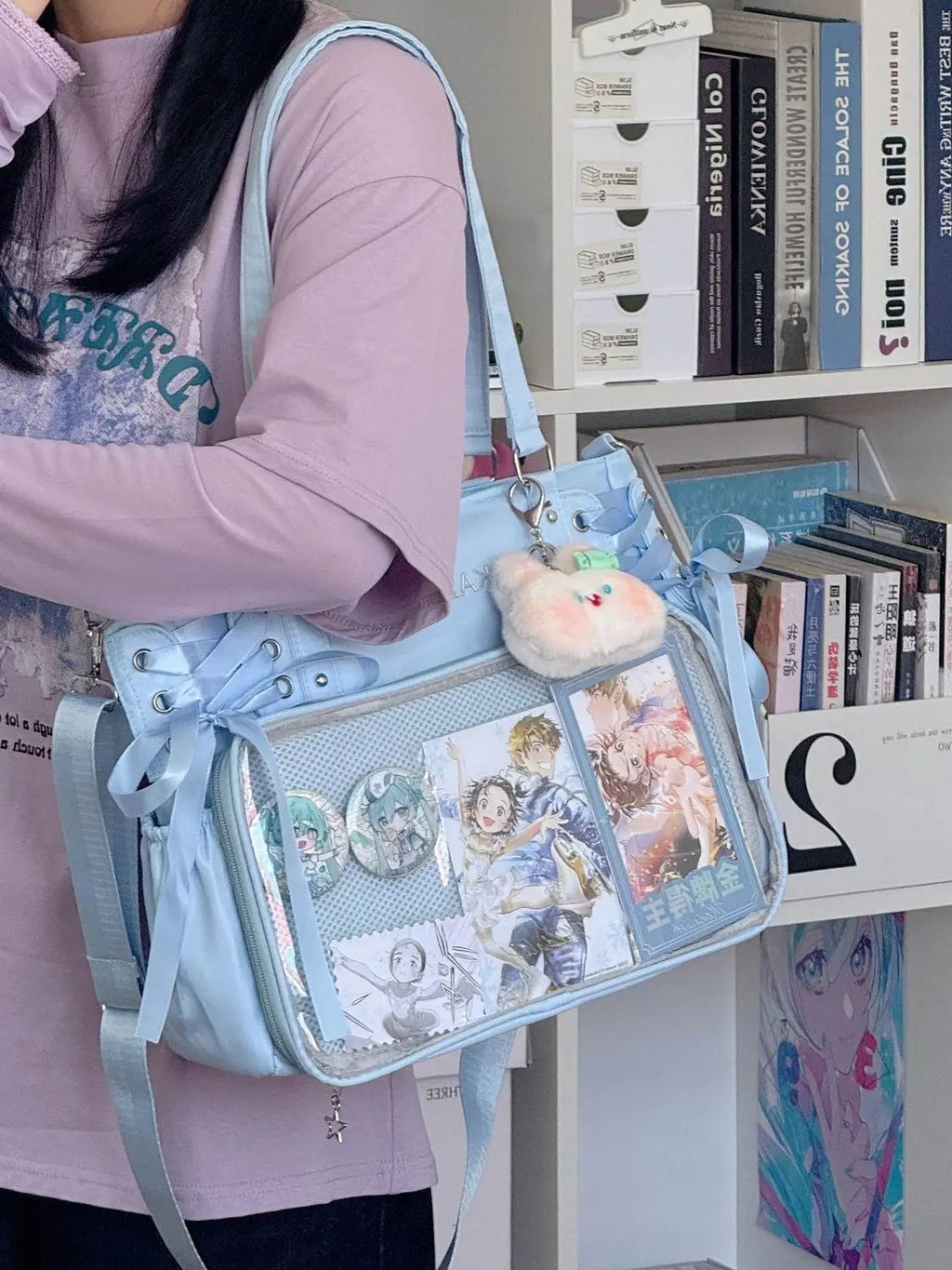 Japanese Harajuku Sweet Girl Ribbon Ulzzang Ita Bag Y2K Large Capacity Tote Bag Women Preppy Style Jk Uniform Shoulder Bag
