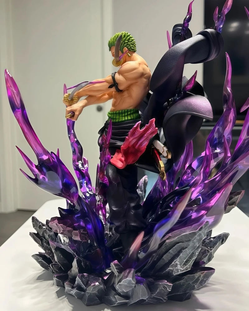 New One Piece 34cm Jt Full Painting Roronoa Zoro Gk Figure Battle Scene Statue Popular Anime Characters Desktop Decoration