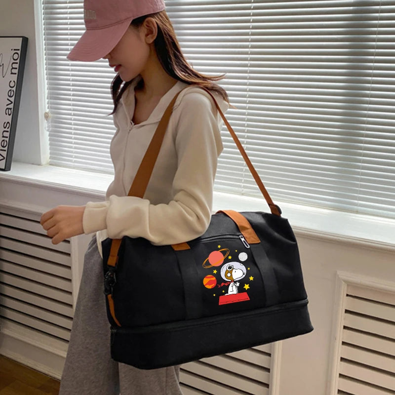 SNOOPY Travel Bag Anime Cartoon Women Waterproof Gym Sport Bag Fitness Handbag for Men Storage Bag Shoulderbag  birthday Gift