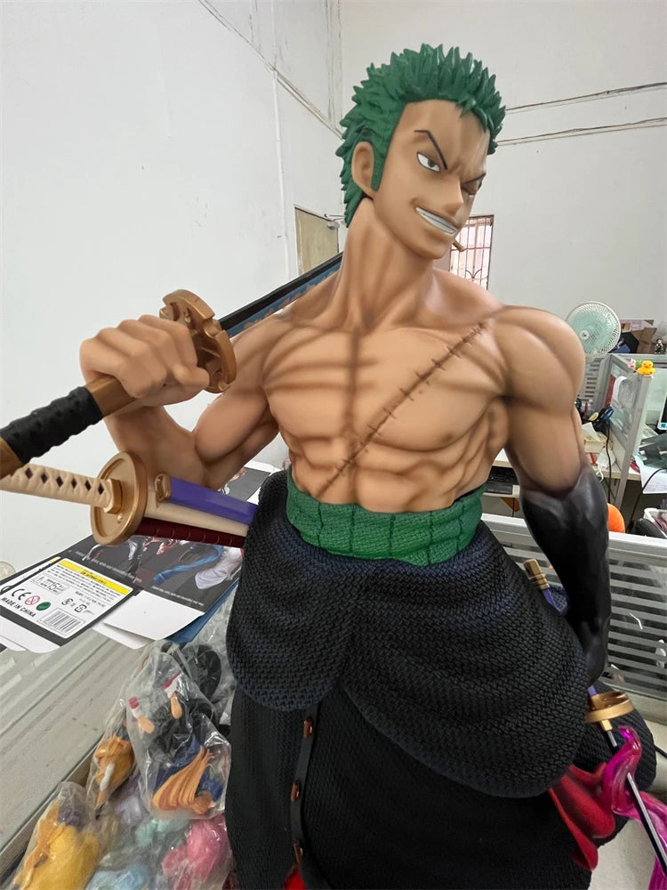 One Piece Anime Large 50cm Five-Headed Eagle Carrying Knife Domineering Zoro Collectible Statue Model Figure Ornament Gifts