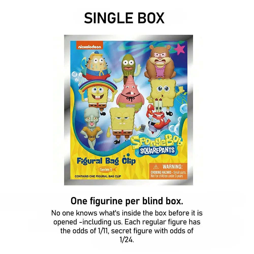 Random 1PC SpongeBob Officially Licensed PVC Blind Bag 3D Figure Bag Clip Keychain SpongeBob Patrick Squidward Collectible Toys