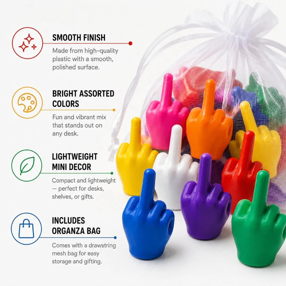 Colorful Spoof Hand Gesture Middle Finger Figurine 25/50/100Pcs Halloween Novelty Party Ornament Mini Desktop Display Accessory