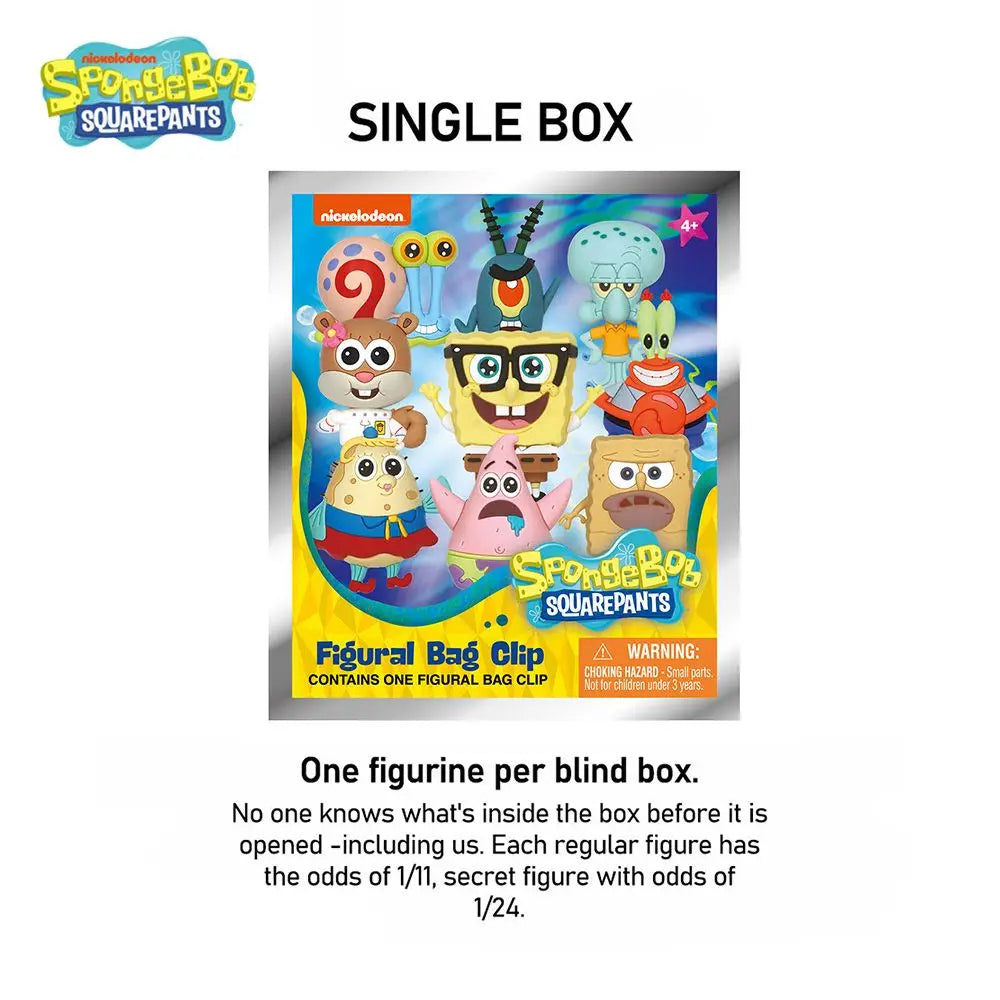 Random 1PC SpongeBob Officially Licensed PVC Blind Bag 3D Figure Bag Clip Keychain SpongeBob Patrick Squidward Collectible Toys