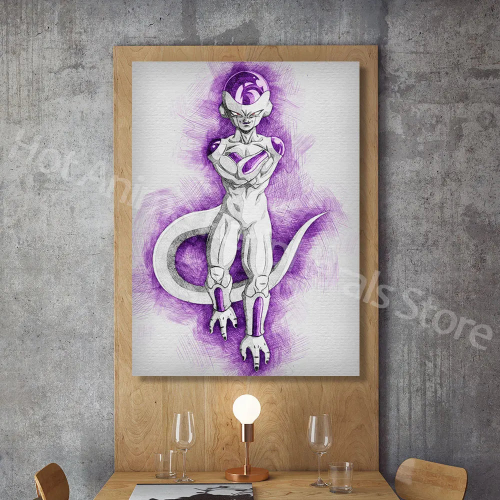 Dragon Ball Posters Anime Peripherals Figures Goku Vegeta Canvas Painting Art Watercolour Picture Modern Home Wall Decoration