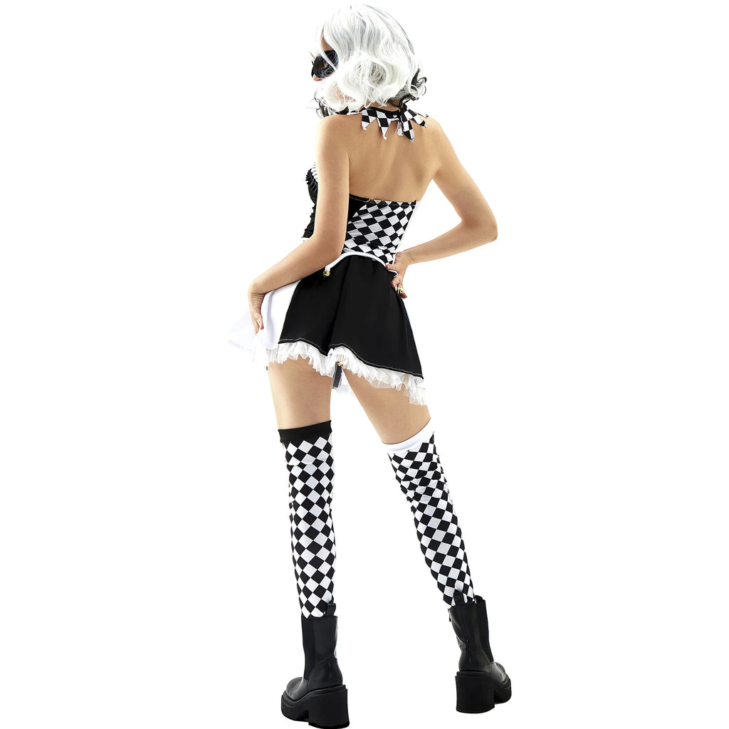 ZOETOPKID Halloween Cosplay Costumes Clown Circus Party Dress Uniforms Female Costume Naughty Clown Performance Joker Clothing