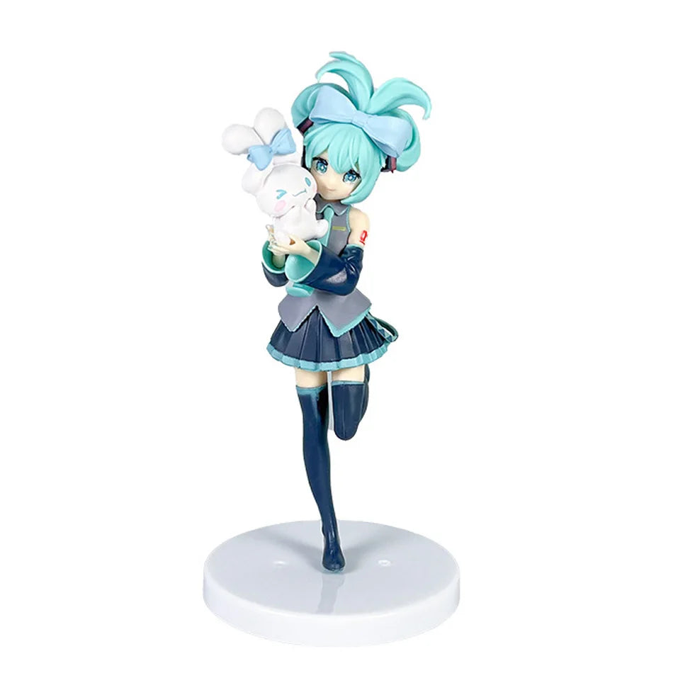 21CM Hatsune Miku X Cinnamoroll Raccoon Demon Kuromi Kawaii Anime Peripheral Figure PVC Action Figure Model Doll Toy Gift