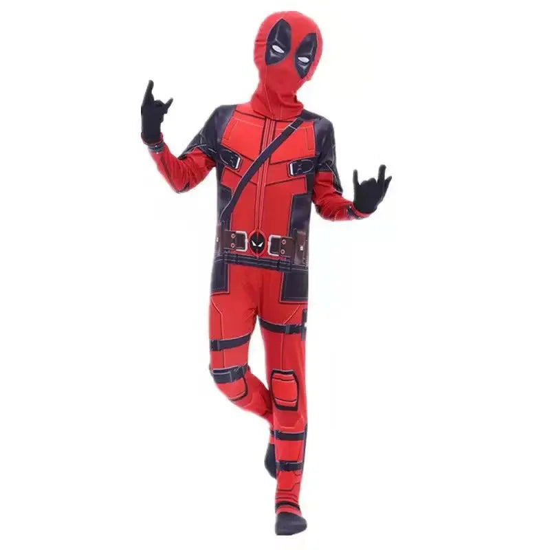 Halloween Role‑Play Bodysuit Stretchy Full Jumpsuit With Headcover Hero Themed Outfit For Cosplay Enthusiasts