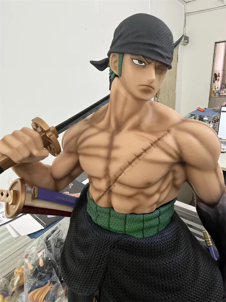 One Piece Anime Large 50cm Five-Headed Eagle Carrying Knife Domineering Zoro Collectible Statue Model Figure Ornament Gifts