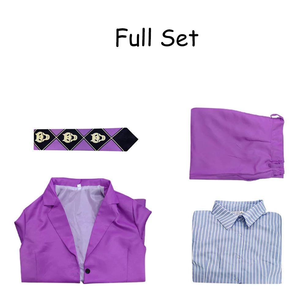 JoJo's Bizarre Adventure Kira Yoshikage Suits Coat Shirt Pants&Tie Men Anime Cos Outfit For Halloween Carnival Party Cos Costume