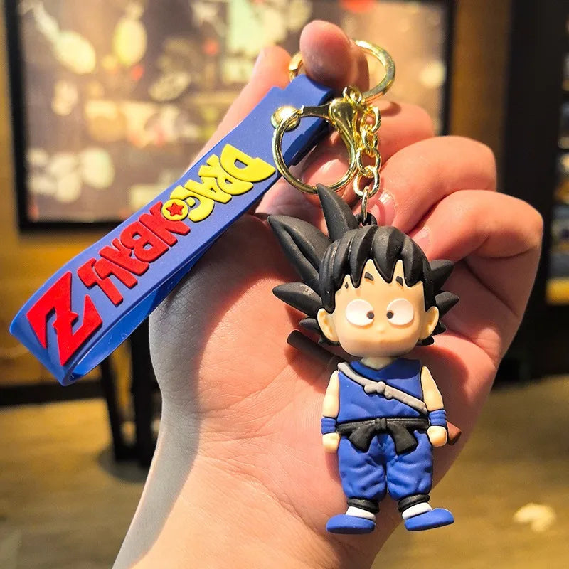 Anime Dragon Ball Keychain Fashion Jewelry Son Goku Vegeta Piccolo Crystal Ball Resin Action Figures PVC Key Ring Bag Pendant