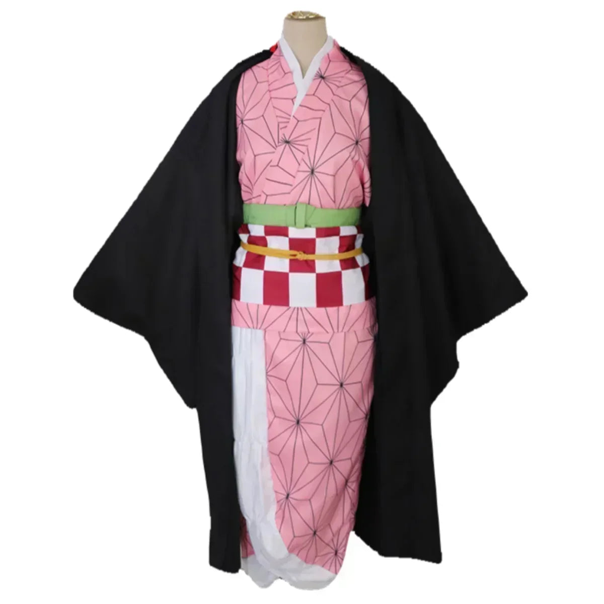 2025  Kamado Nezuko Cosplay Kostuum Anime Kimono Kamado Nezuko Pruik Uniform Halloween Vrouwen Kinderkleding