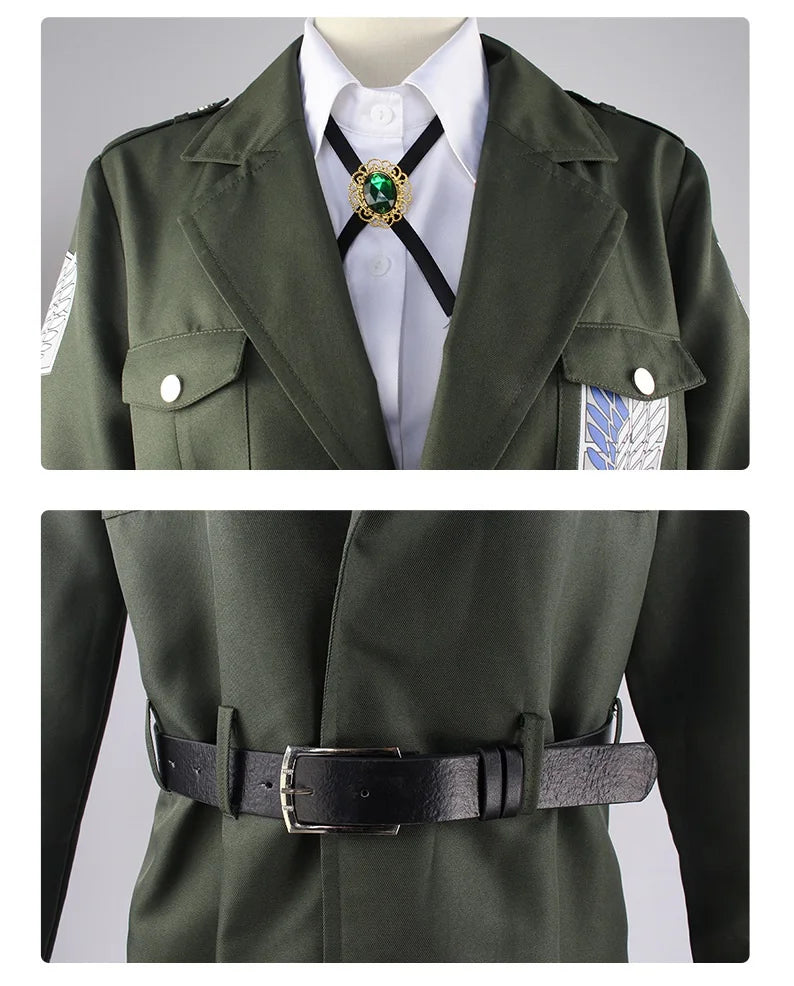 Shingeki no Kyojin Season 4 Cosplay Costume Anime Investigation Corps Cloak Uniform Green Long Trench Coat Halloween