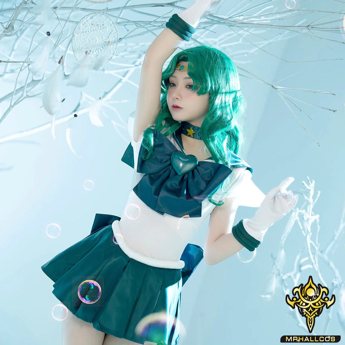 MRHALLCOS Anime Cosplay Sailor Neptune Michiru Kaiou Moon SuperS Dress Outfits Costume Halloween Party Kid Adult Women Plus Size