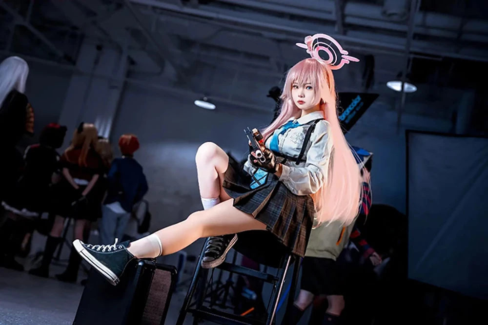 Takanashi Hoshino Costume Game Blue Archive Cosplay School JK Uniforms Top Skirts Wig Outfit Carnival Party Women Man Anime Suit