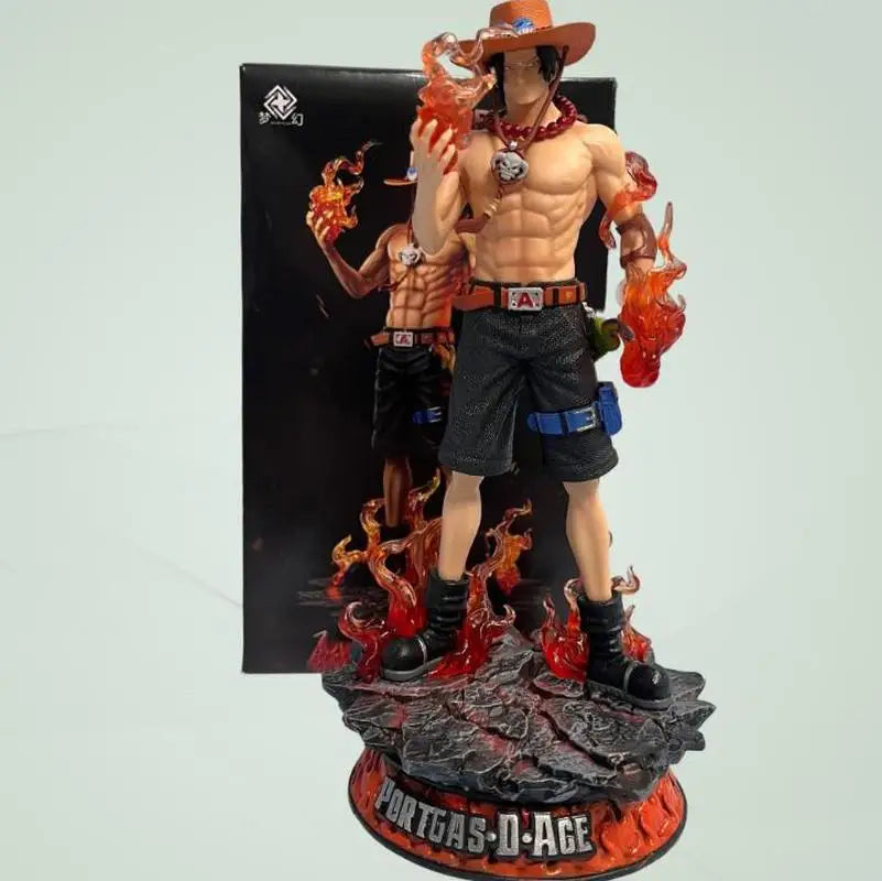 24.5cm New One Piece Ace Gk Fantasy Third Anniversary Super Huge Collect Figures Trendy Statue Anime Decoration Christmas Gift