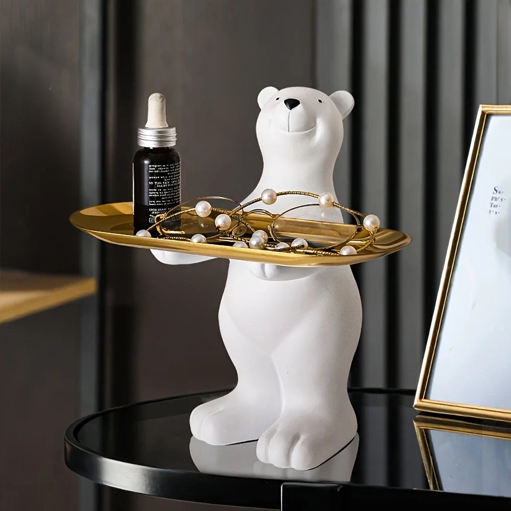 Creative Polar Bear Seated Position Tray Storage Accessories That Can Store Keys Decorations for Friends Birthday Gifts