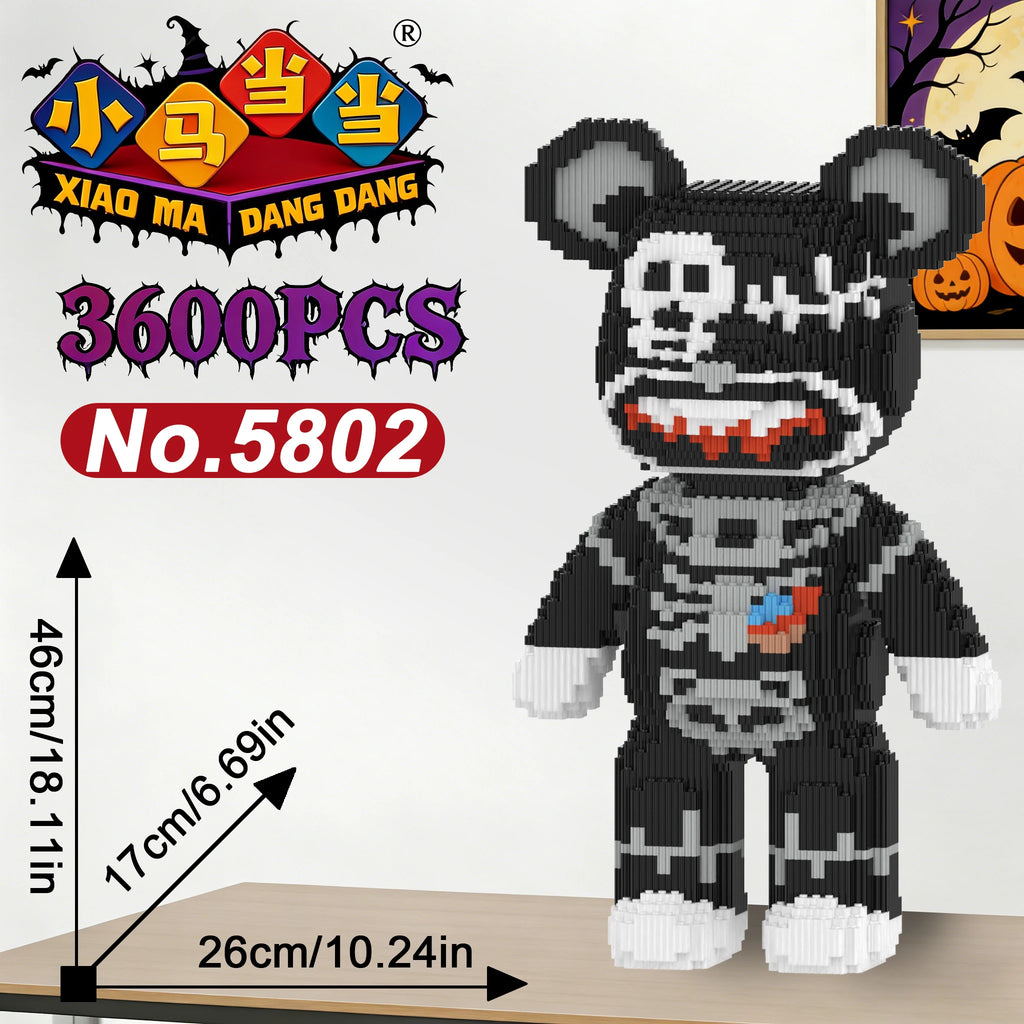 Super Large Halloween Series Skull Bear Violent Bear Building Blocks Toys Art Ornament Puzzle Assembly Toy Halloween Gift Blocks