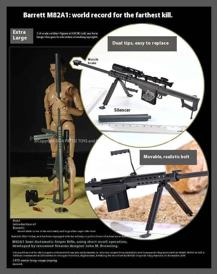 1/6 12-Inch NB07 NB08 Male Soldier Articulated Action Figure Multi-Piece Plastic Collectible Sniper With Barrett Military Models