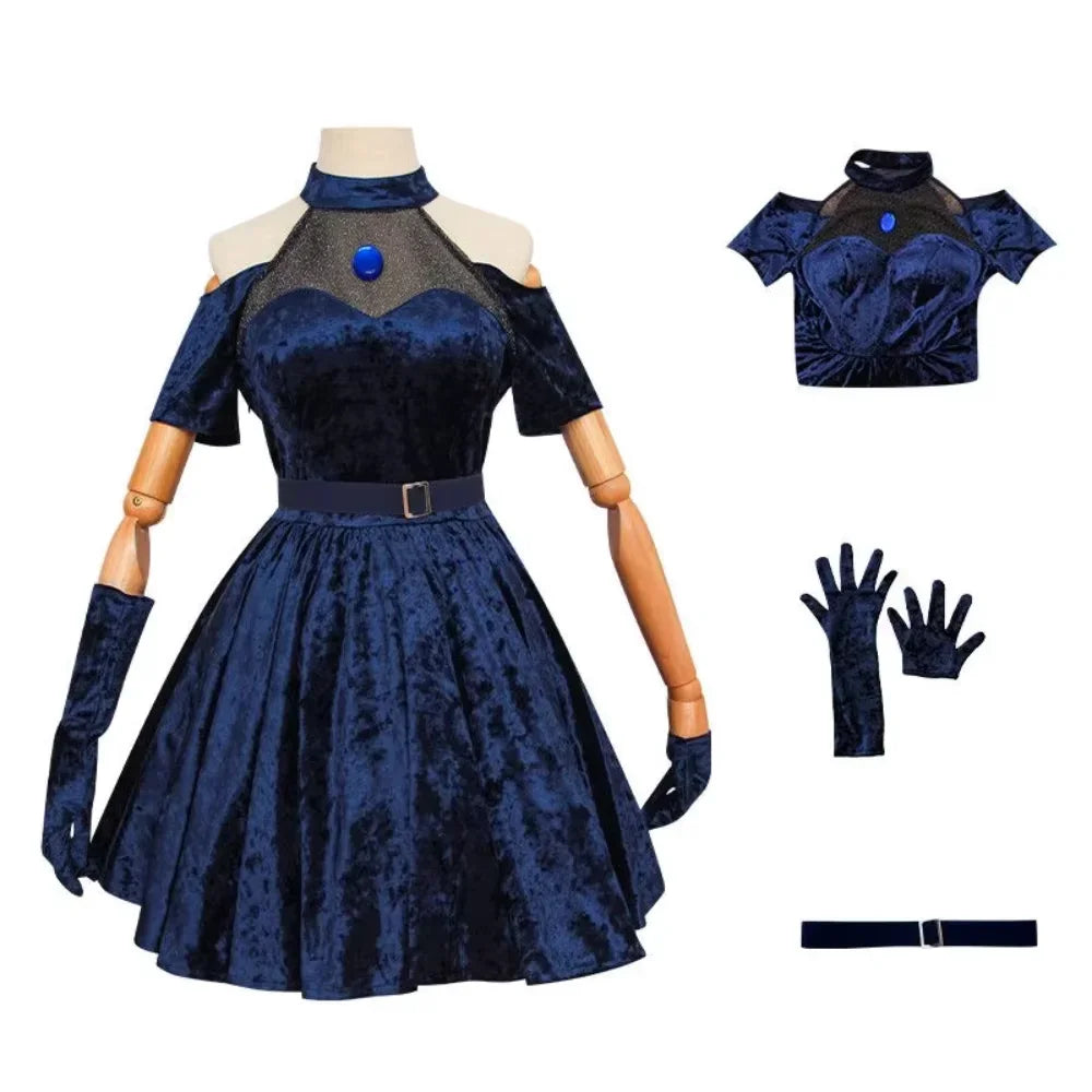 Mizi Cosplay Costume Anime Alien Stage Cosplay Costume Pink Gradient Blue Purple long hair Stage costume Velvet Dress
