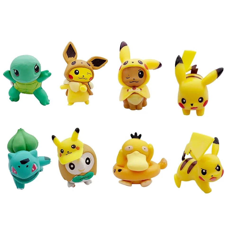 8PCS Mini Figures Toys Psyduck Squirtle Bulbasaur Miniature Cake Succulents Ornaments Figure Props