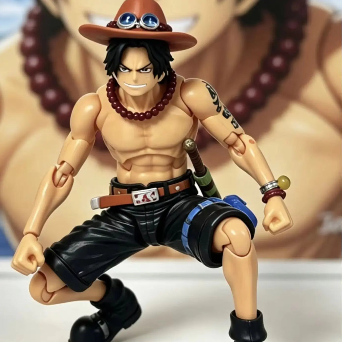 Bandai SHF One Piece Fire Fist Ace Action Figure - Collectible Model Toy Doll Ornament for Birthday Gift
