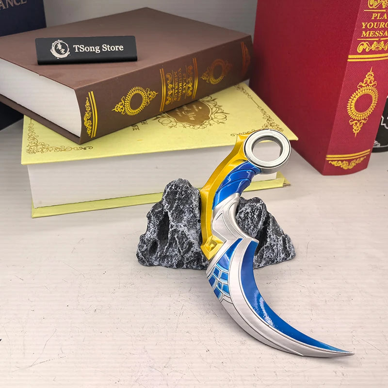 Valorant 16cm Celadon Karambit Replica Full Zinc Alloy Collectible Miniature Flipping Model Cosplay Copy Display Ornament Toys