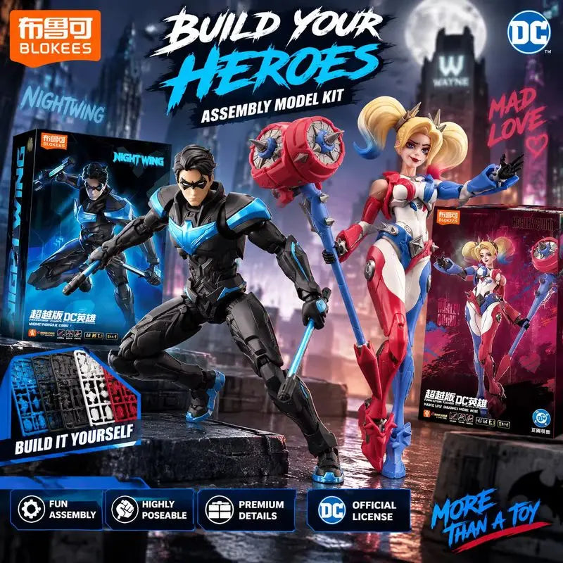 New Hot Blokees Dc Comics Nightwing Harley Quinn Figure Model Kit Buildable Toys Anime Collectible Figure Gift For Boys Girls